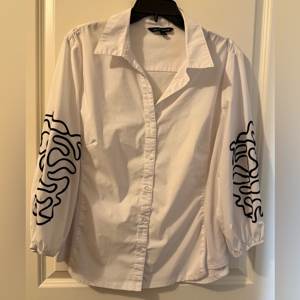 Zac & Rachel White Shirt with Black Accents